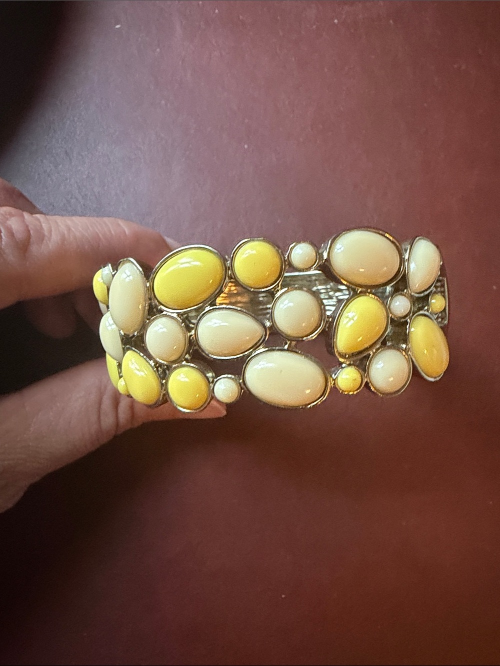 Gold Tone Cuff Bracelet - Bold Resin Accent
